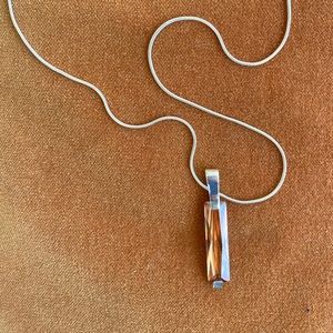 Vintage peach glass pendant 925